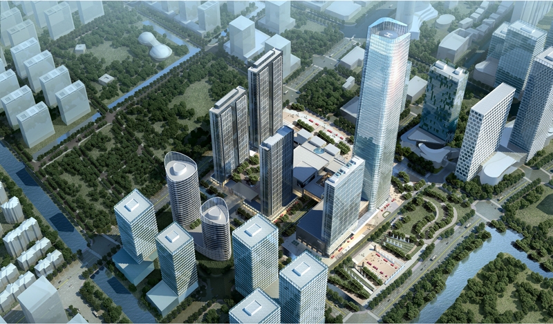 奥克斯时代未来之城奥克斯时代未来中心鸟瞰图